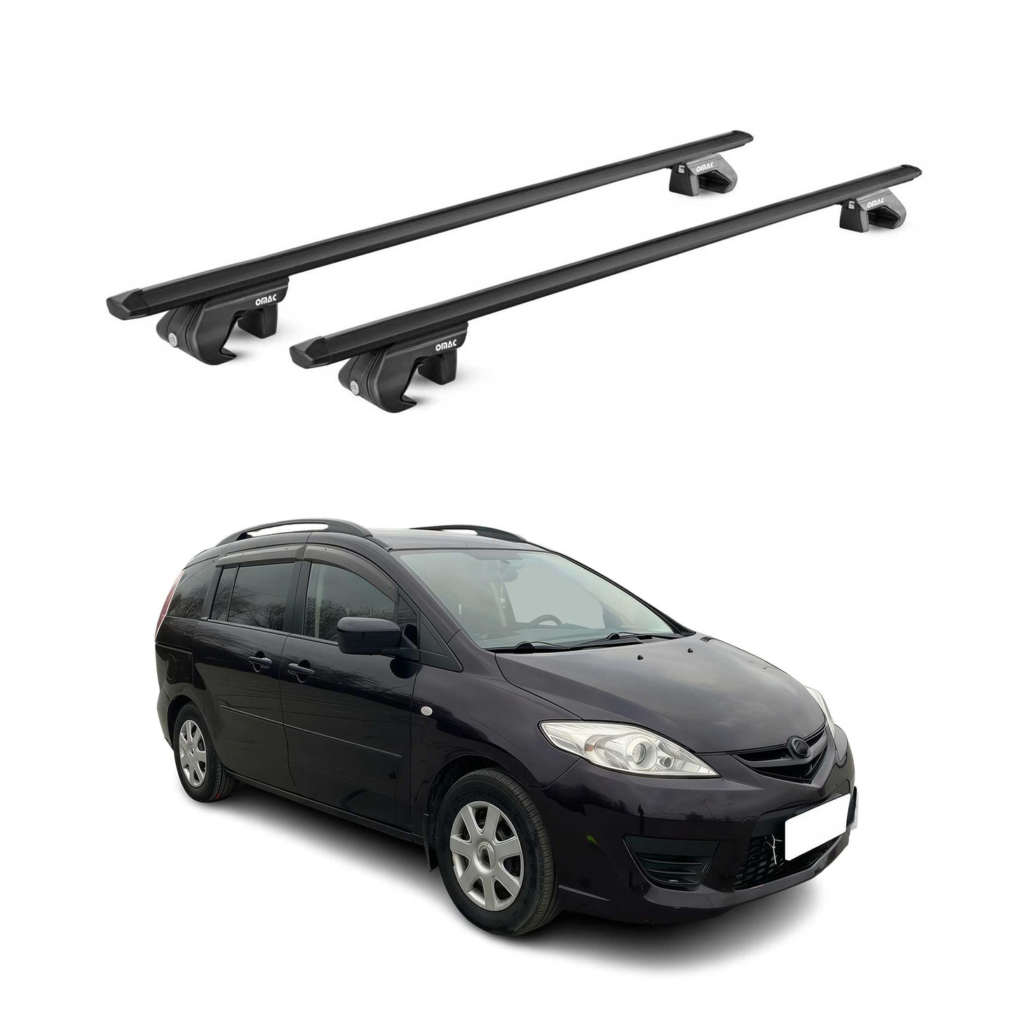 Dachträger Grundtäger für Mazda 5 / Premacy 2005-2018 90kg Alu Schwarz 2 tlg ABE