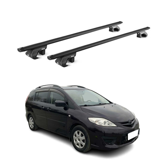 Dachträger Grundtäger für Mazda 5 / Premacy 2005-2018 90kg Alu Schwarz 2 tlg ABE