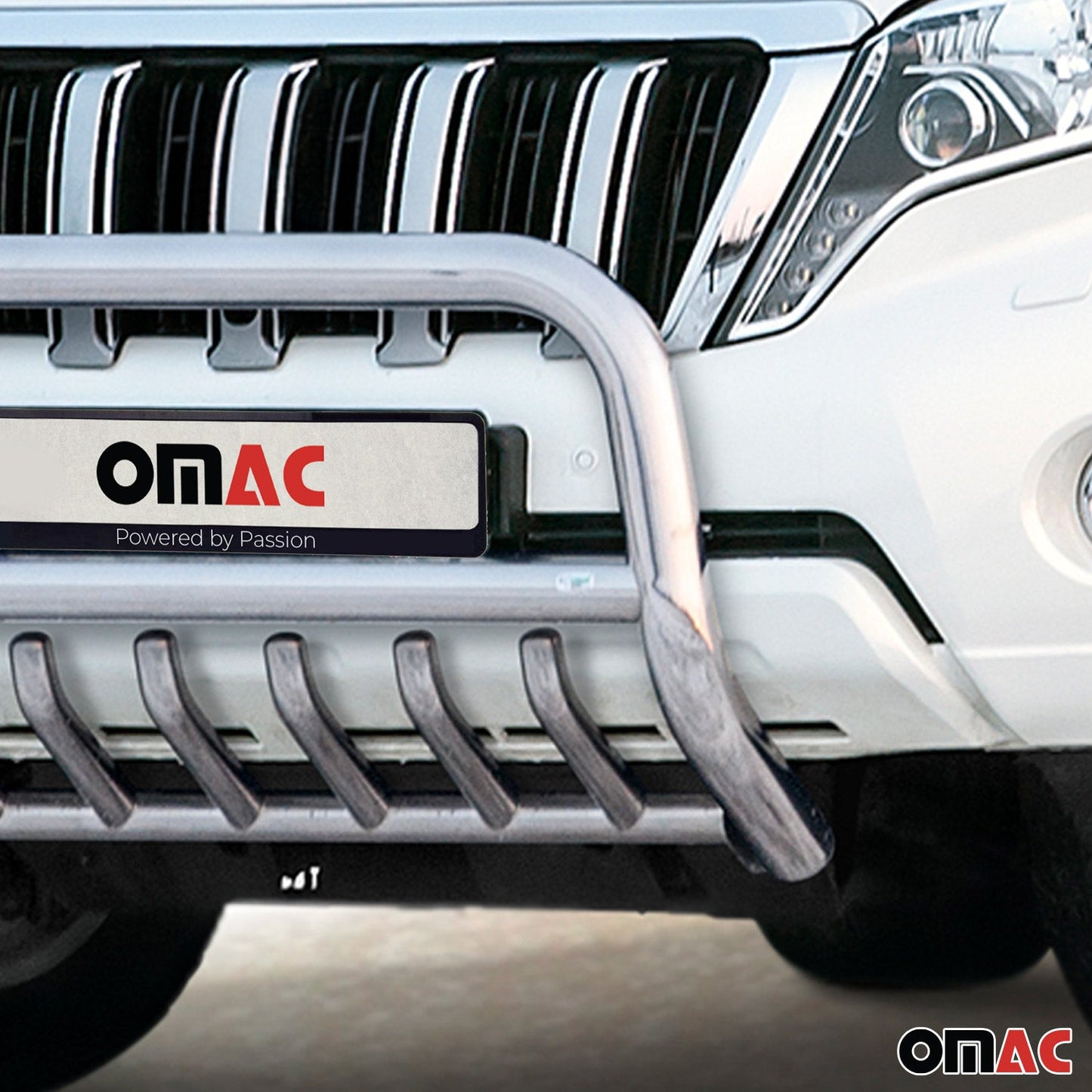 Bară de protecție/buton față pentru Toyota Land Cruiser 150 2013-17, omologată ABE, oțel, argintiu