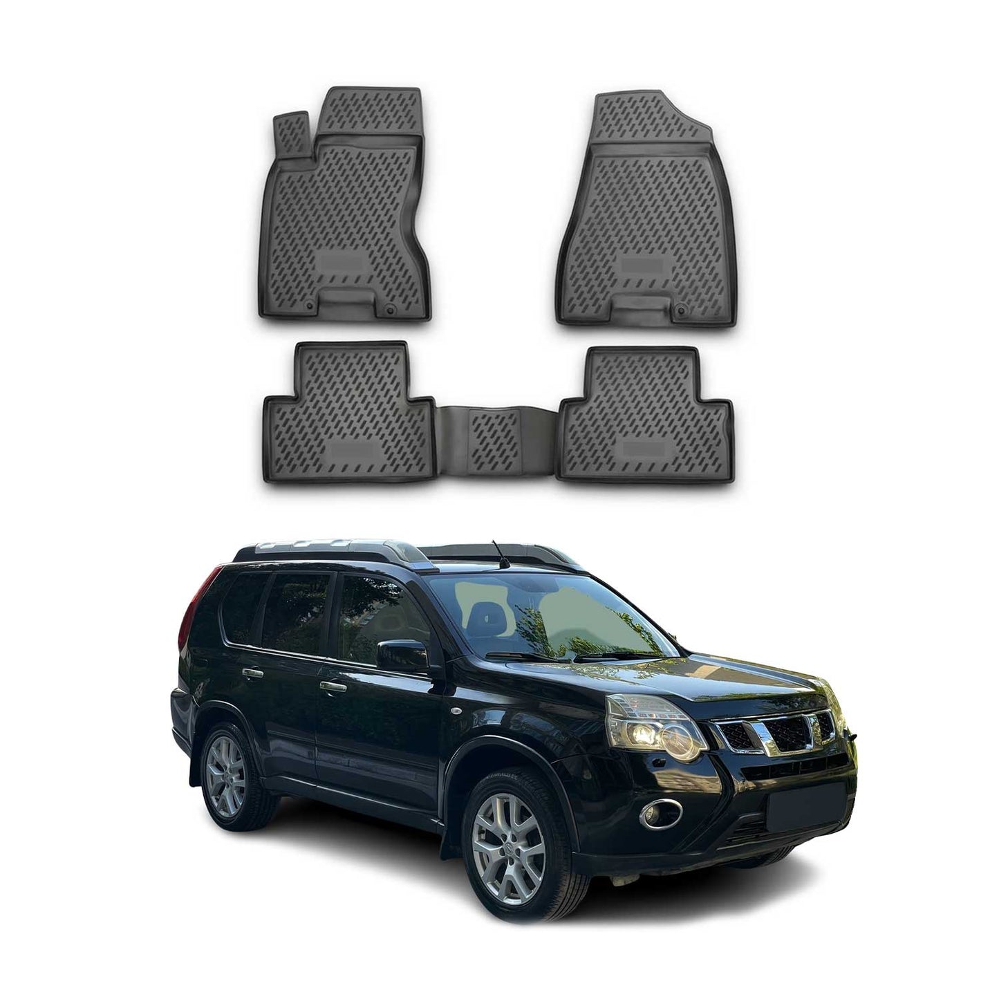 Covorașe auto TPE negre pentru Nissan X-Trail T31 2008-2013, 4 buc.