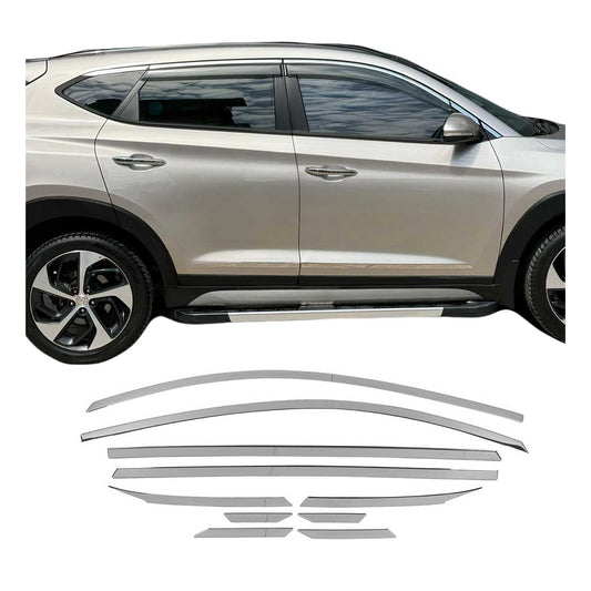 Benzi decorative pentru geamuri pentru Hyundai Tucson 2015-2020, oțel inoxidabil cromat, 10 bucăți