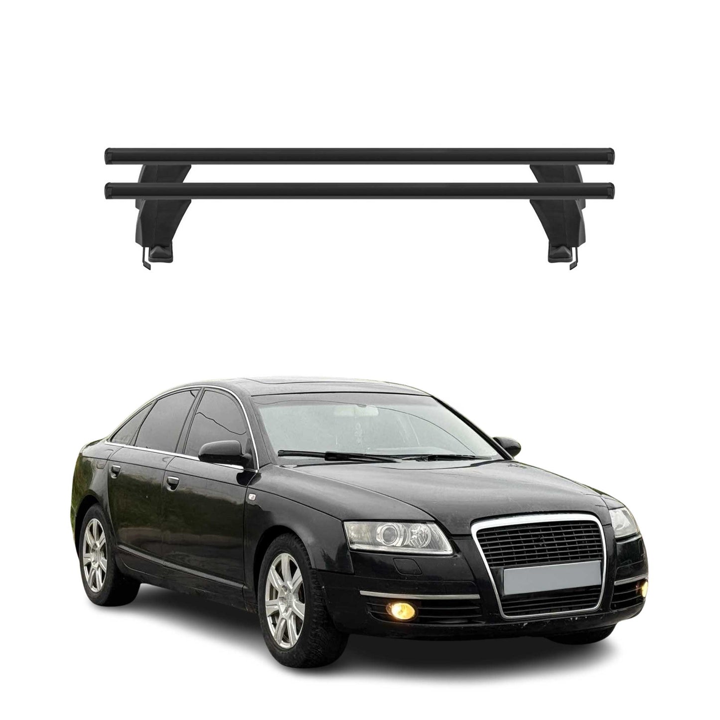 Menabo Dachträger Grundtäger für Audi A6 C6 Limo 2004-2011 50kg Alu Schwarz 2x