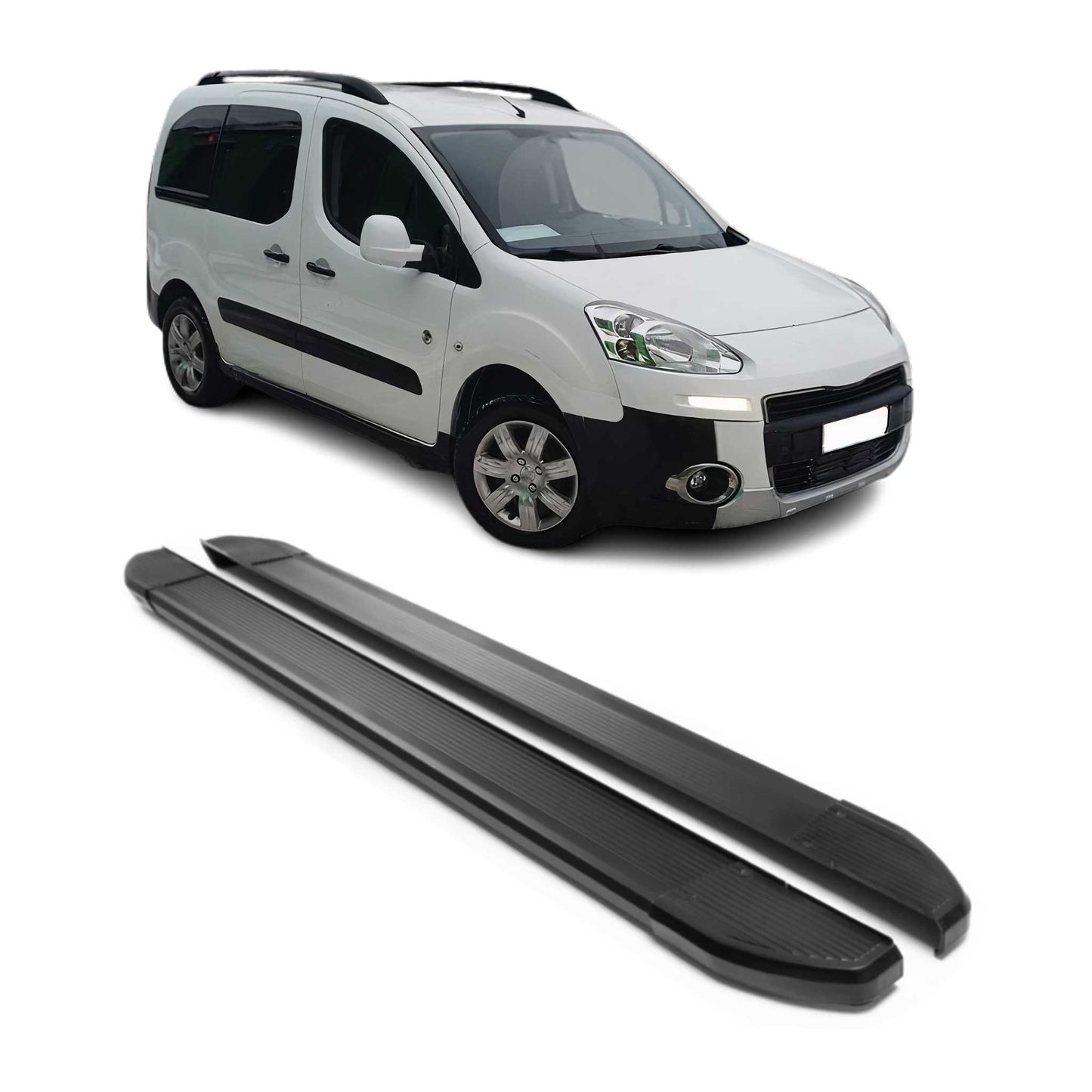 Alu Seitenschweller Trittbretter für Peugeot Partner Tepee 2008-2018 Schwarz 2x