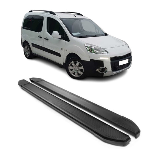 Praguri laterale/scarpe din aluminiu pentru Peugeot Partner Tepee 2008-2018, negre, 2x
