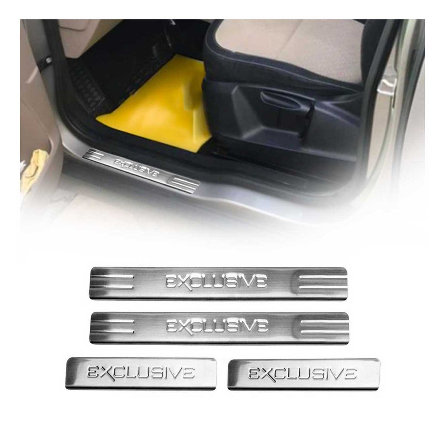 Ornamente prag uși exclusive pentru Skoda Yeti 2009-2017, oțel inoxidabil, 4x