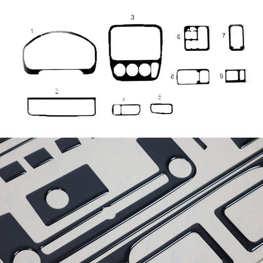 Ornamente interioare pentru cockpit Honda CR-V 1996-2001, set 9 piese, aspect negru lucios