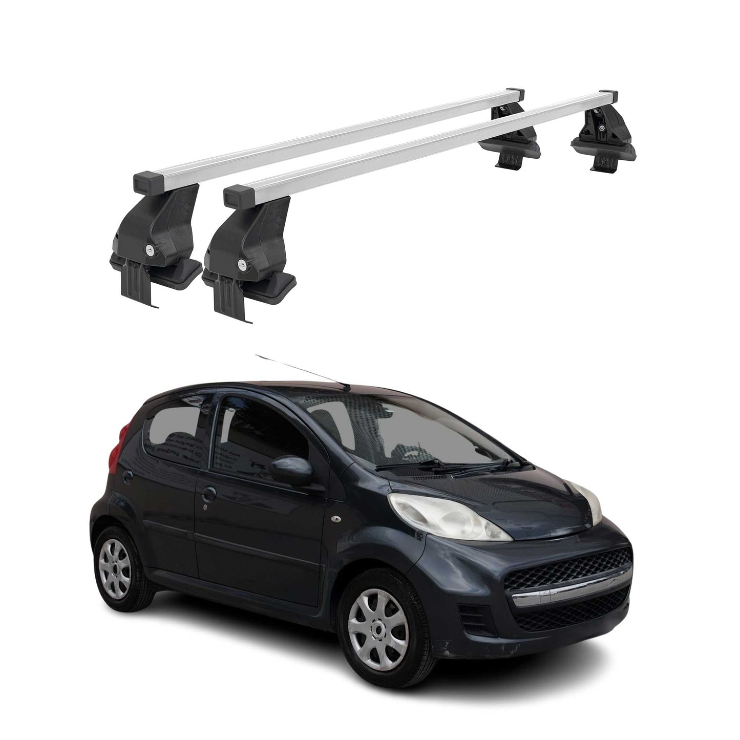 Menabo Dachträger Grundtäger für Peugeot 107 2005-2014 50kg Stahl Silber 2 tlg