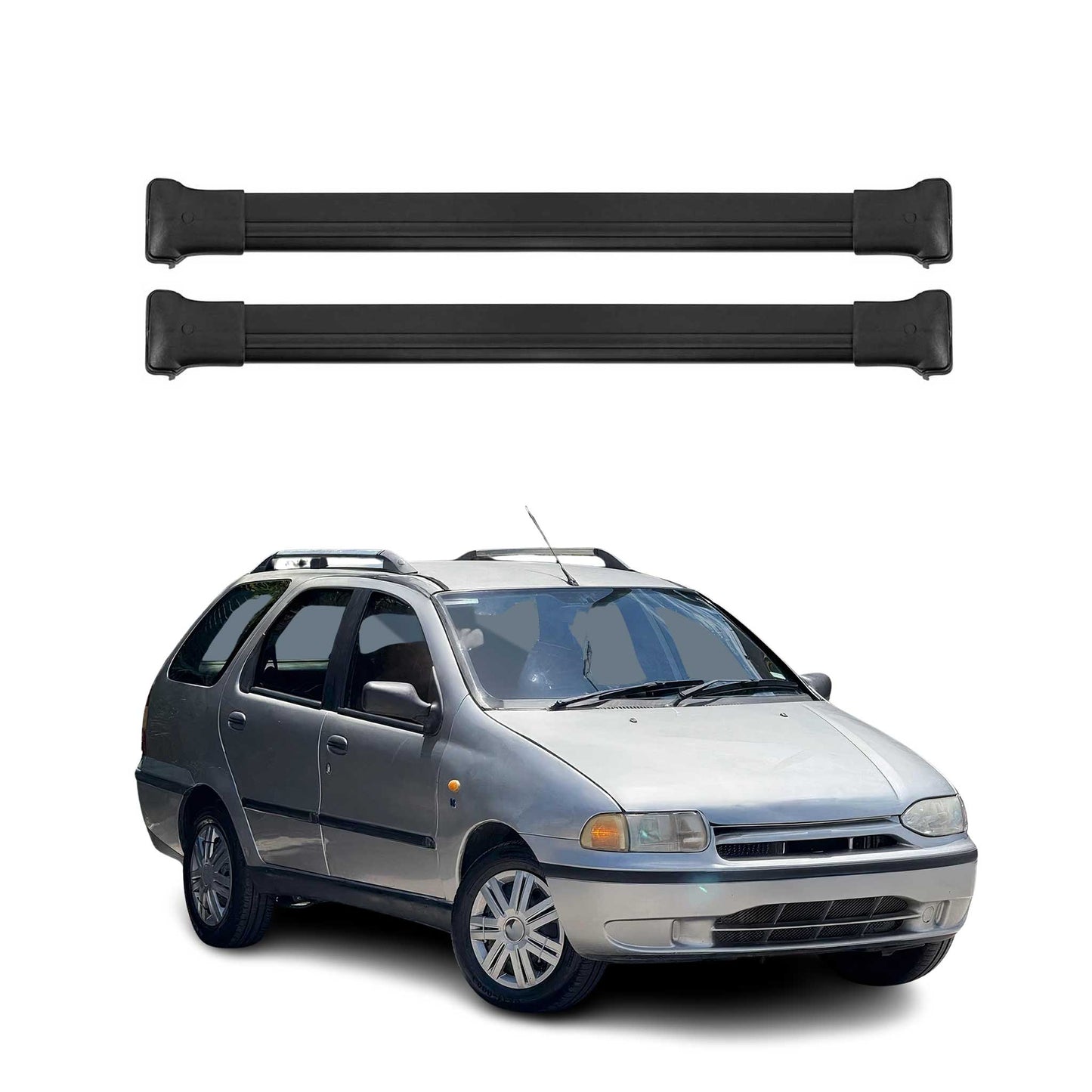 Portbagaj de plafon pentru Fiat Palio Weekend 1996-2011 75kg Alu Negru 2 buc