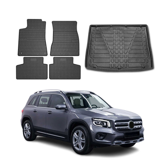 Fußmatten & Kofferraumwanne Set für Mercedes GLB X247 2019-2025 Obere Gummi 5x