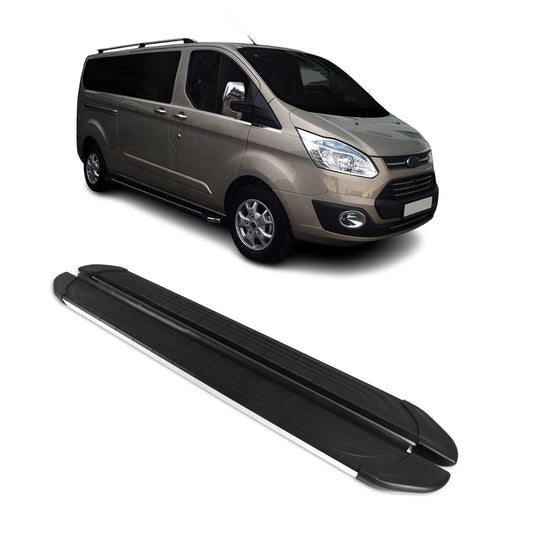 Trittbretter Seitenschweller für Ford Transit Custom 2012-2020 L2 Alu Schwarz