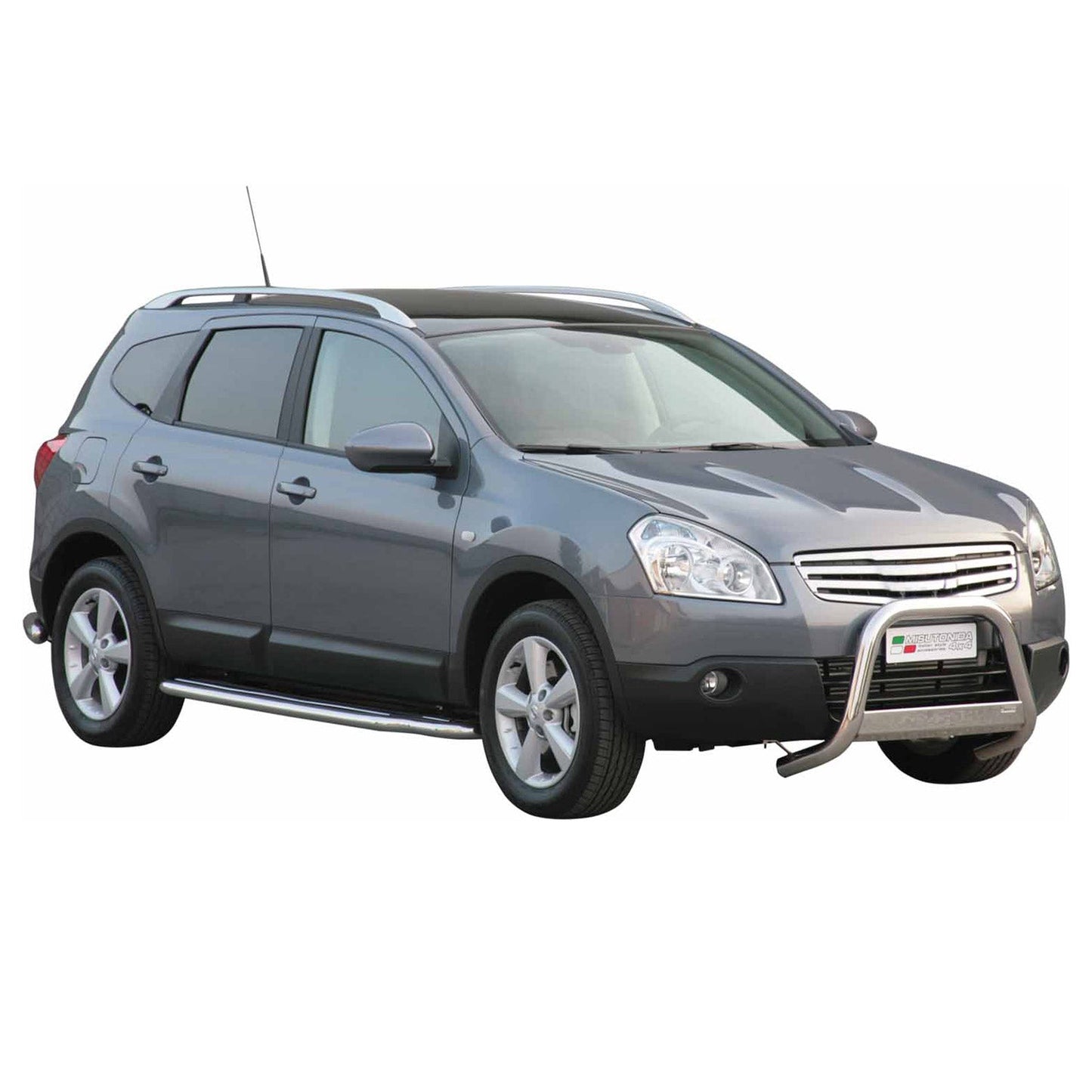 Bară de protecție/buton față pentru Nissan Qashqai +2 2008-2013 ø63mm oțel argintiu