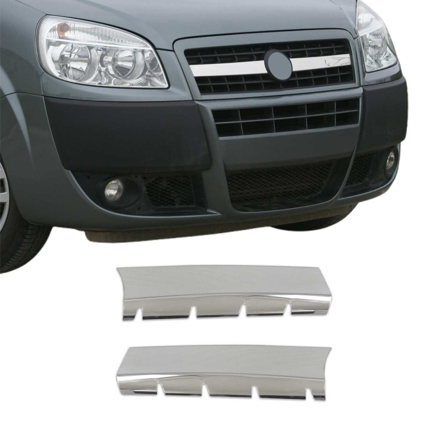 Kühlergrill Leisten Grillleisten für Fiat Doblo 2006-2010 Edelstahl Silber 2tlg