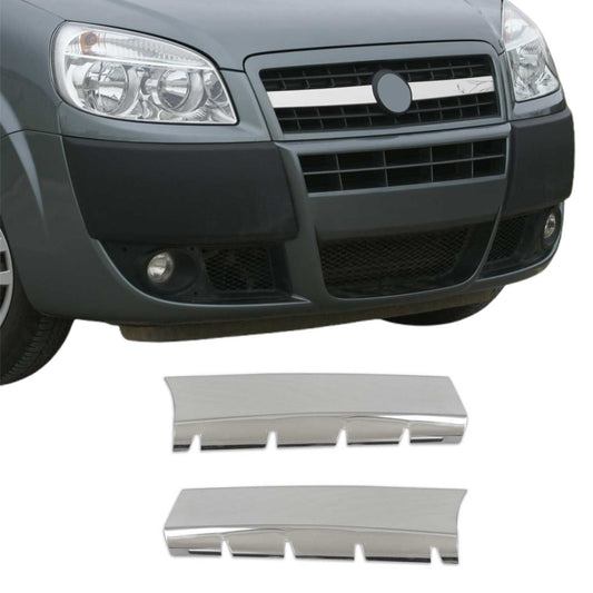 Benzi grilă radiator pentru Fiat Doblo 2006-2010, oțel inoxidabil, argintiu, 2 bucăți