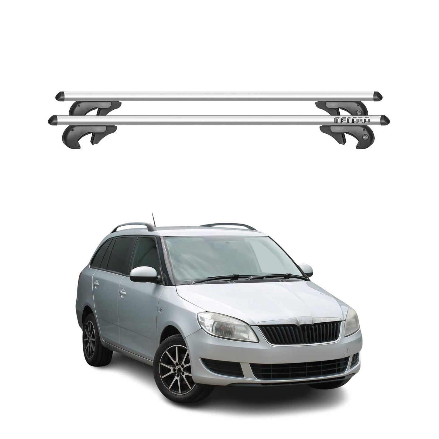 Menabo Dachträger Grundtäger für Skoda Fabia Kombi 2007-2014 90kg Alu Silber 2x