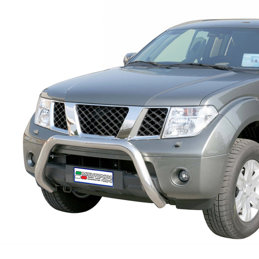 Bară de protecție/buton față pentru Nissan Pathfinder 2005-2011 ø76mm oțel argintiu