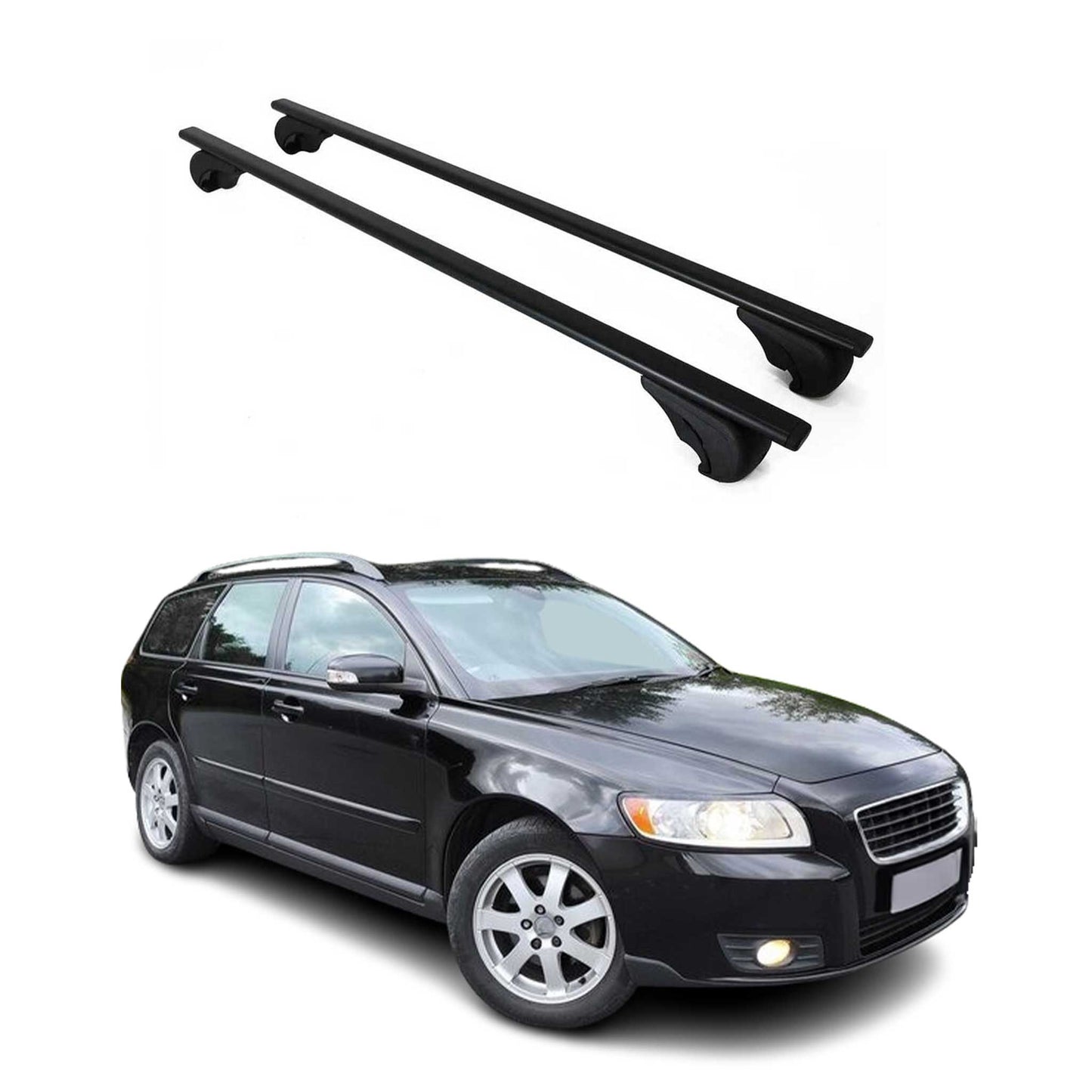 Dachträger Grundtäger für Volvo V50 2004-2012 75kg Metall Schwarz 2 tlg