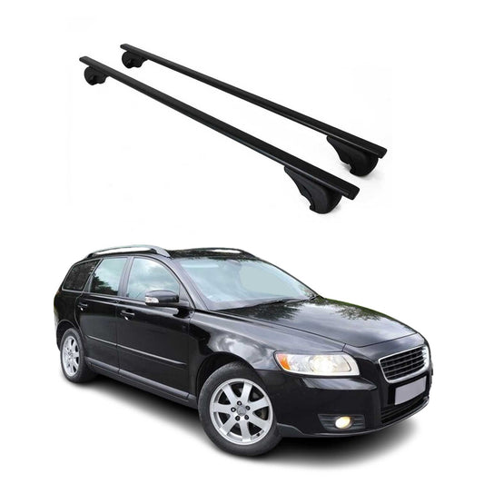 Portbagaj de plafon pentru Volvo V50 2004-2012 75kg, negru metalic, 2 buc.