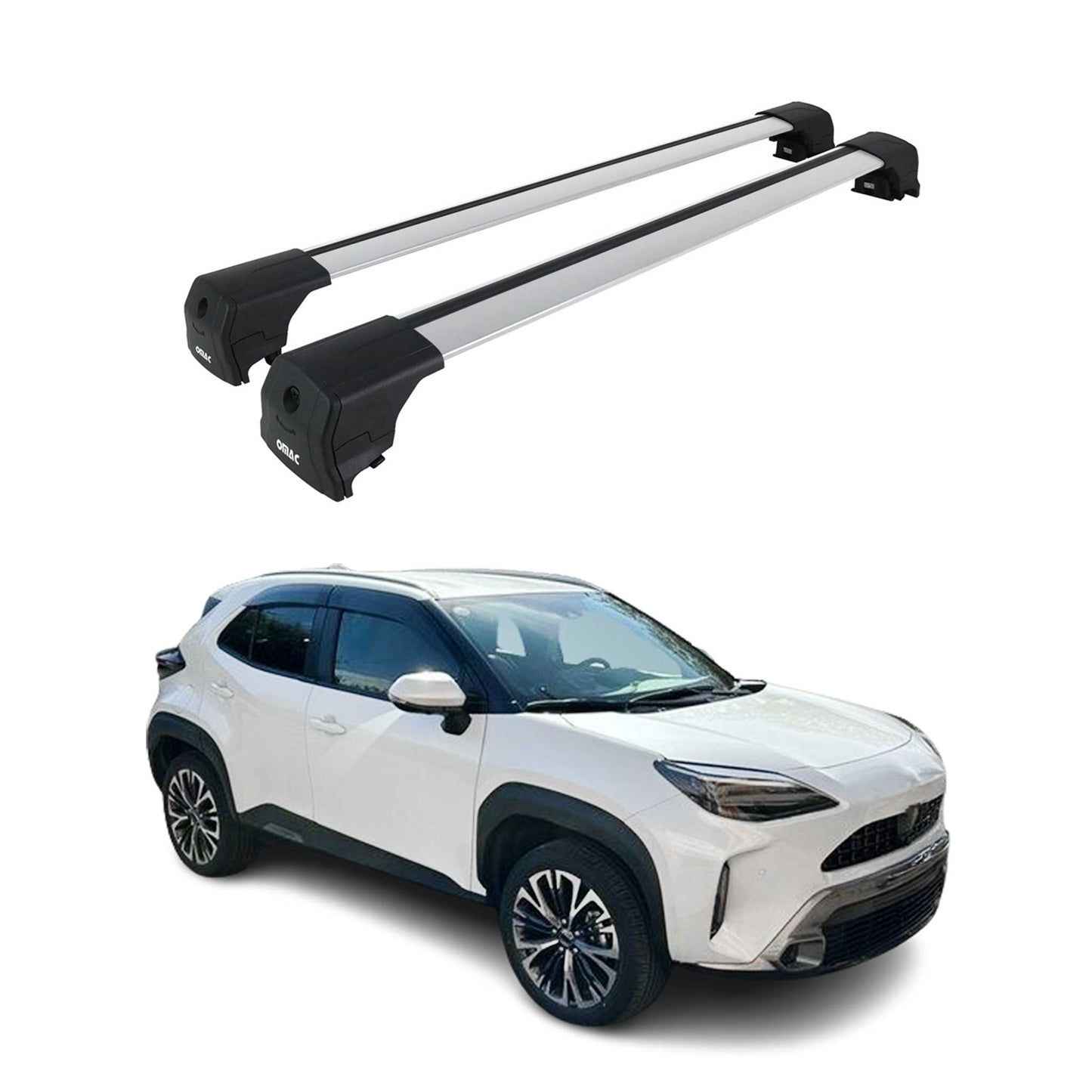 Portbagaj de plafon pentru Toyota Yaris Cross 2020-2025 75kg aluminiu argintiu 2 buc