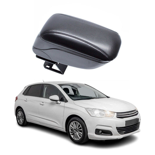 Mittelarmlehne Armlehne Mittelkonsole für Citroen C4 2009-2018 PU-Leder Schwarz