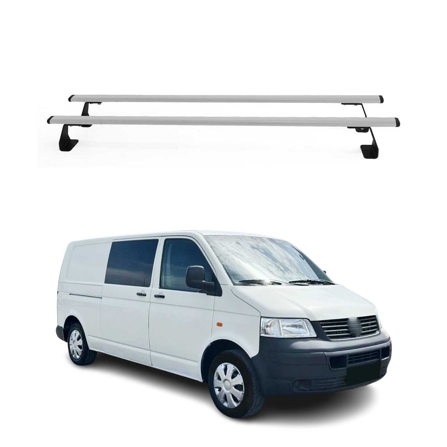 Dachträger Grundtäger für VW Caravelle T5 2003-2015 75kg Stahl Silber 2 tlg