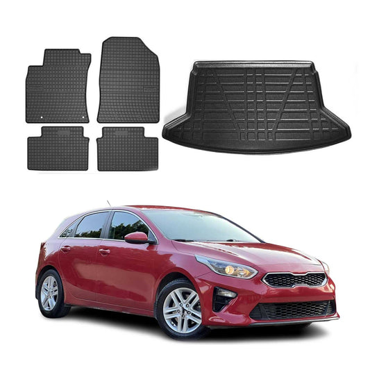 Fußmatten & Kofferraumwanne Set für Kia Ceed Schrägheck 2018-2025 Gummi 5x