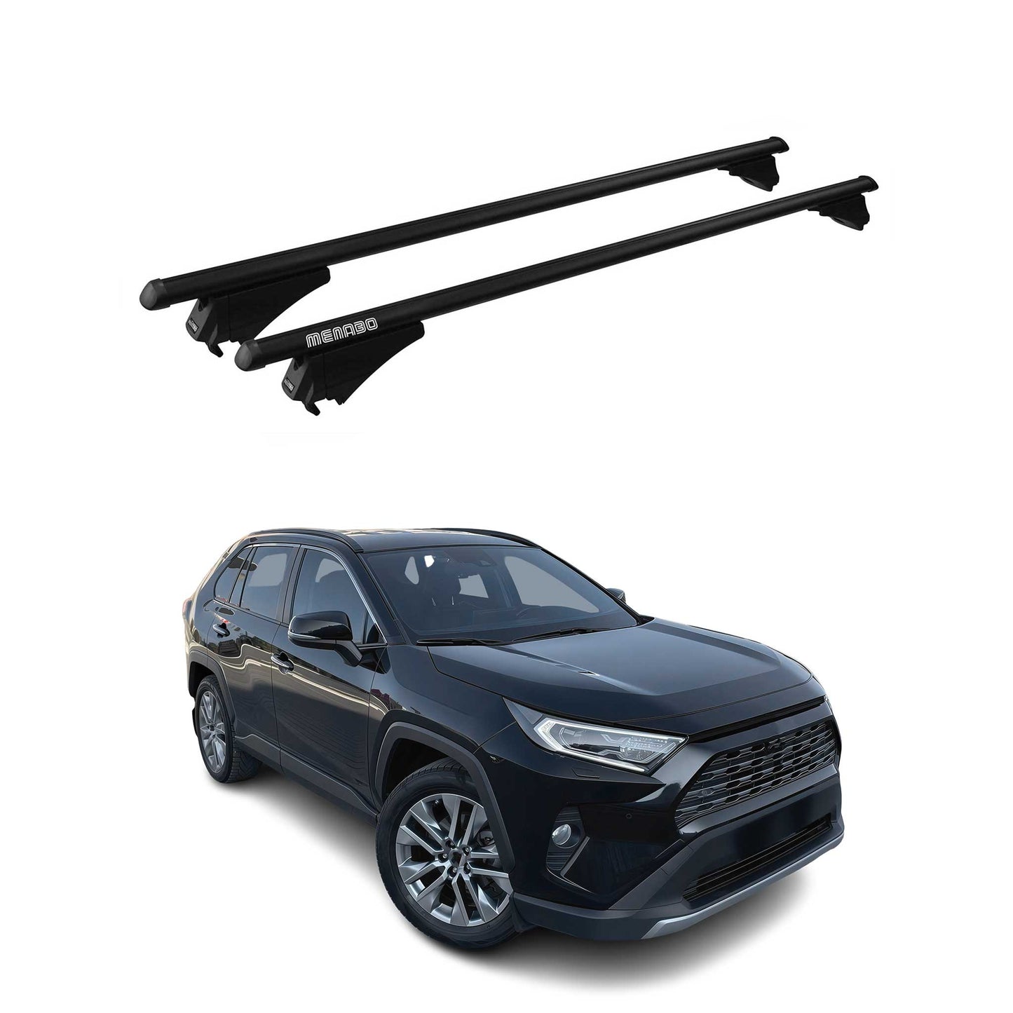 Menabo Dachträger Grundtäger für Toyota RAV4 XA50 2018-2025 75kg Alu Schwarz 2x