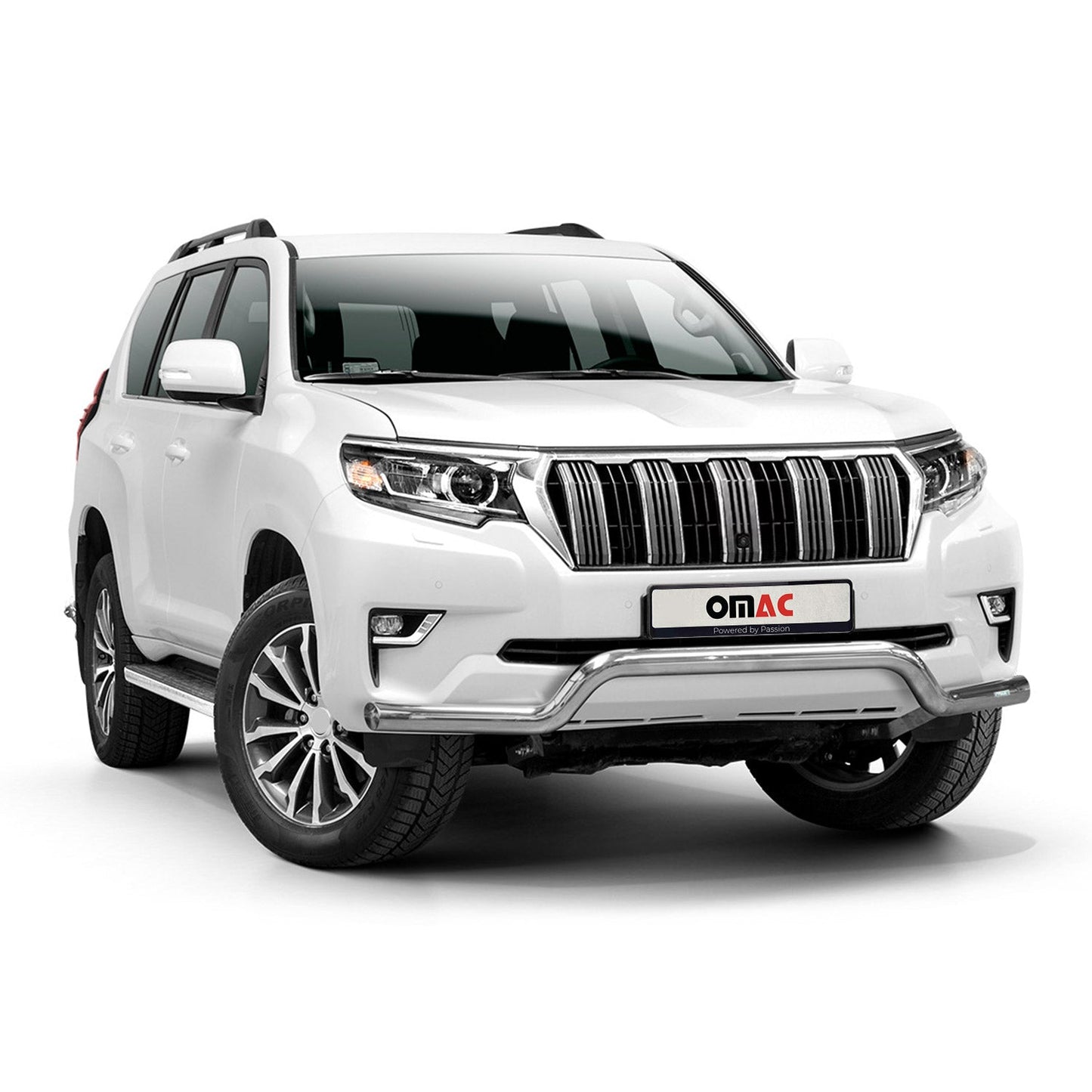 Bară de protecție/buton față pentru Toyota Land Cruiser 150 2017-2022, argintie, cu ABE (omologare de tip germană).