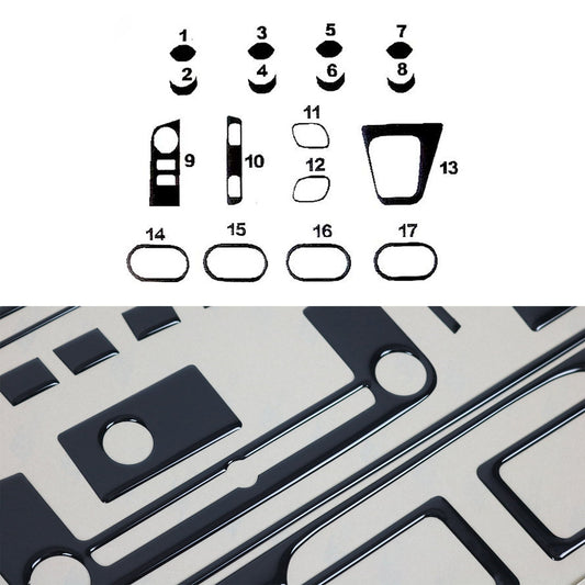 Ornamente interioare cockpit pentru Dacia Lodgy 2012-2024 set 17 piese aspect negru lucios