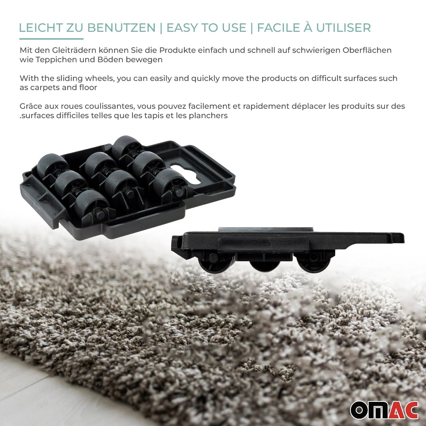 Wózek do transportu mebli 150 kg, wózek meblowy, podwozie transportowe, podnóżek, zestaw 4 szt.