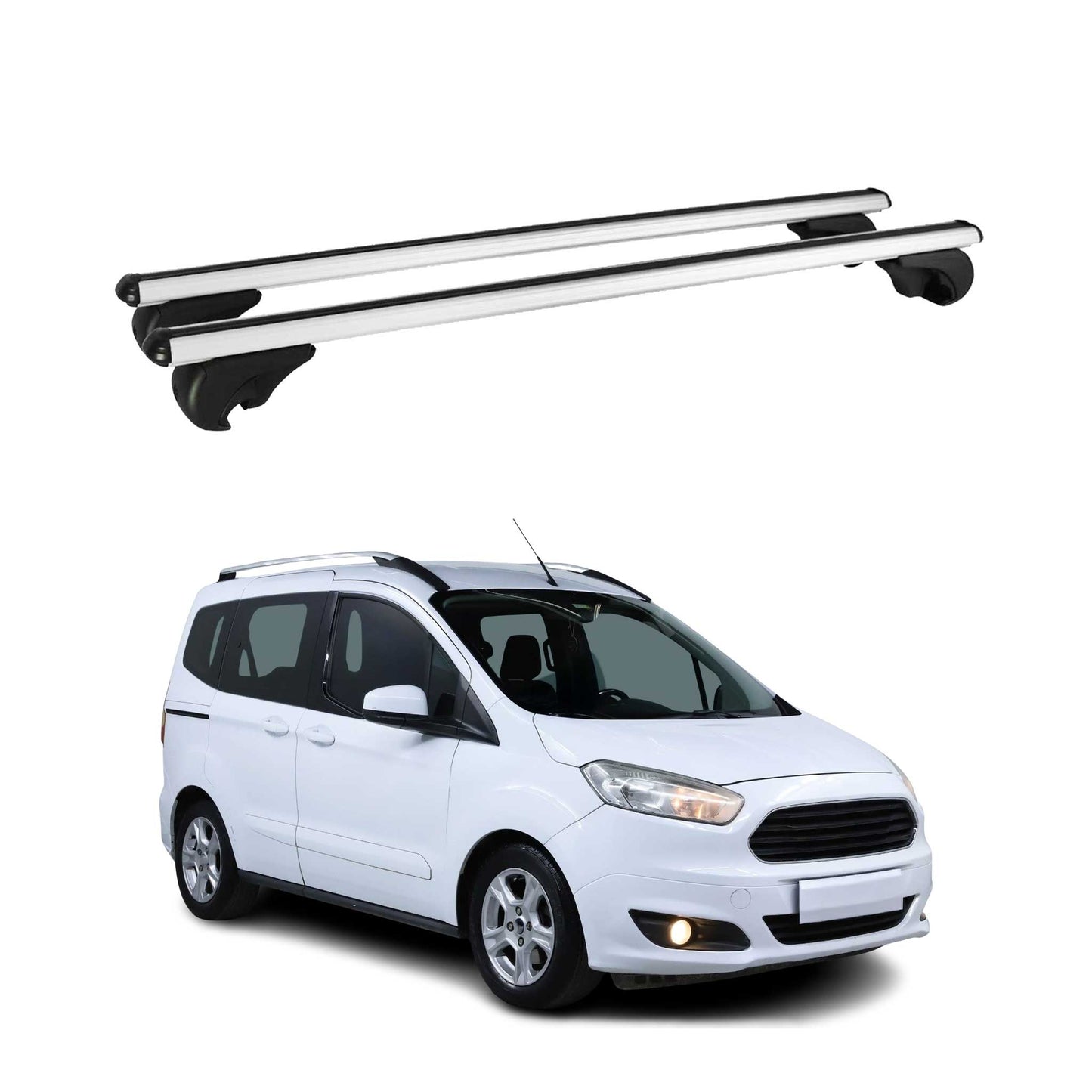 Dachträger Grundtäger für Ford Tourneo Courier 2014-2023 75kg Alu Silber 2 tlg