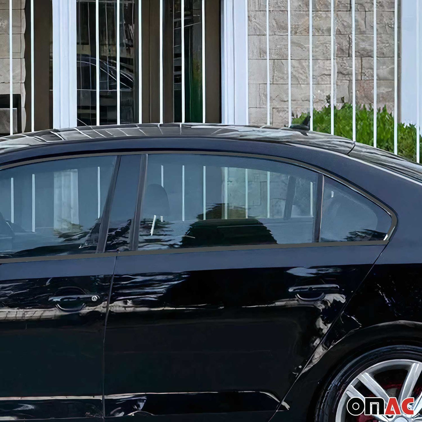 Benzi decorative pentru geamuri pentru VW Jetta 2010-2018, oțel inoxidabil, culoare închisă, 12 bucăți