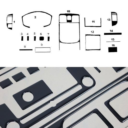 Ornamente interioare cockpit pentru Isuzu D-Max 2002-2008, aspect negru piano, 16 piese