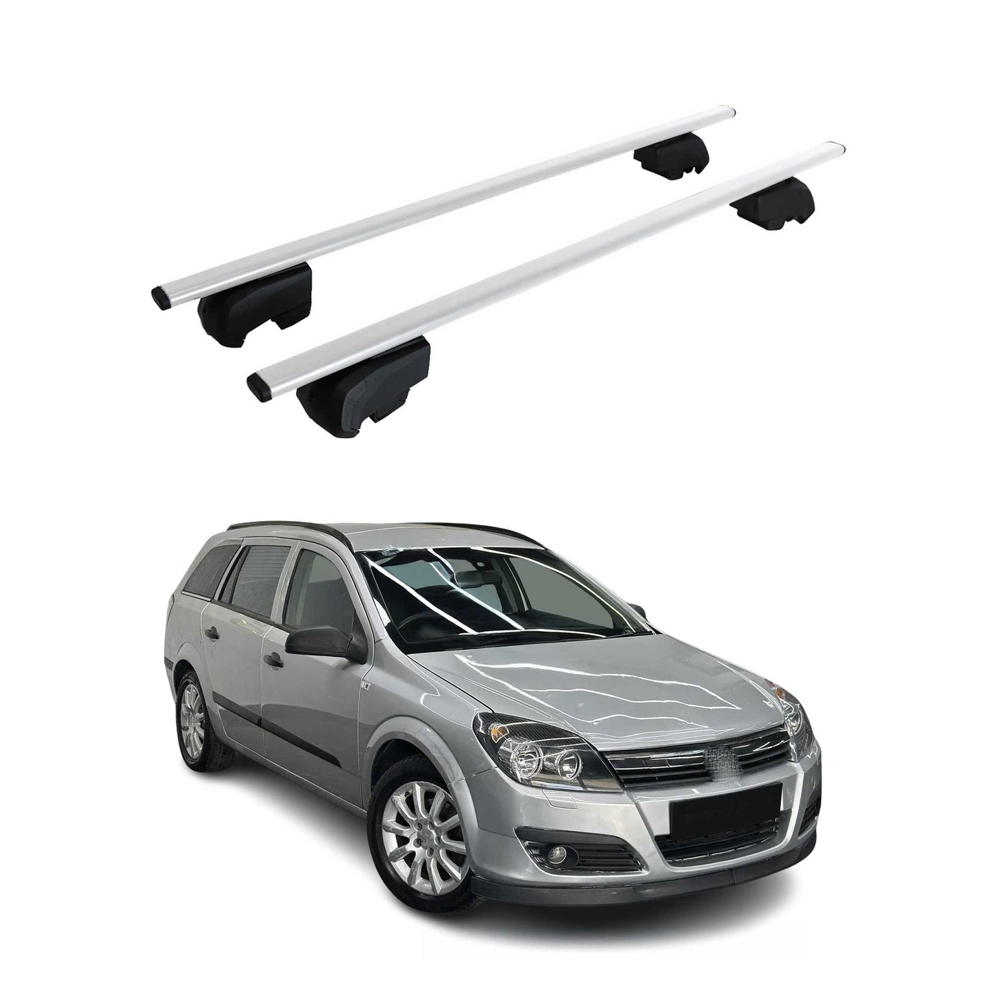 Dachträger Grundtäger für Opel Astra H Kombi 2004-2010 75kg Metall Silber 2 tlg