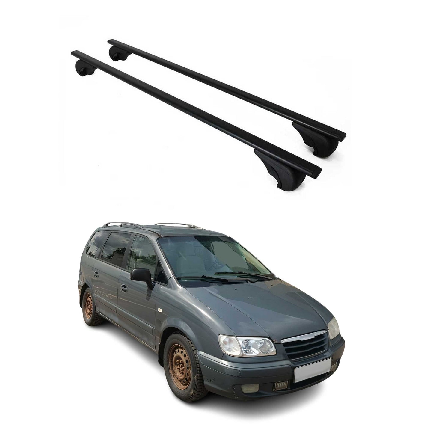 Portbagaj de plafon pentru Hyundai Trajet 1999-2008 75kg, negru metalic, 2 buc.