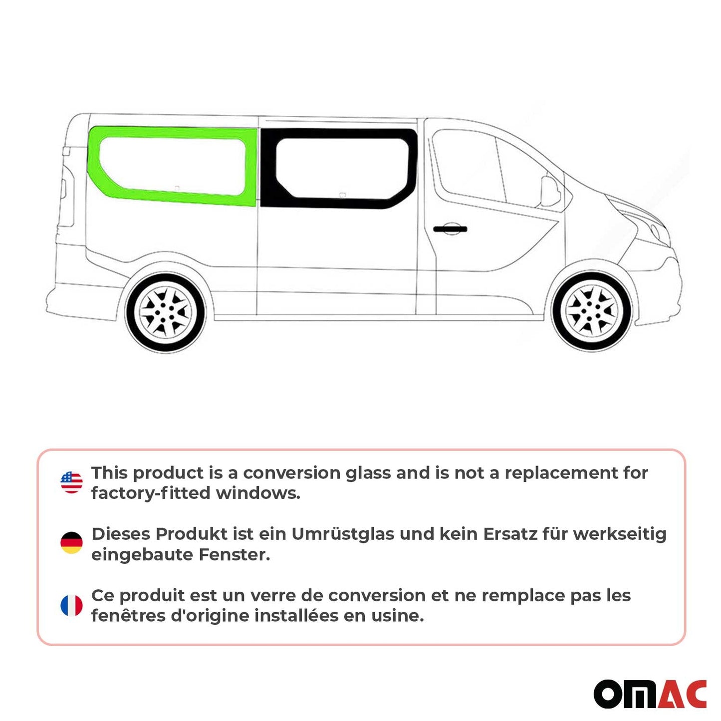 Seitenfenster Auto Fenster für Opel Vivaro 2014-2019 Rechts Auto L2 Schwarz