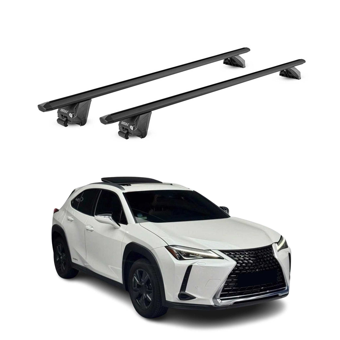 Dachträger Grundtäger für Lexus UX 2018-2025 100kg Aluminium Schwarz 2 tlg ABE