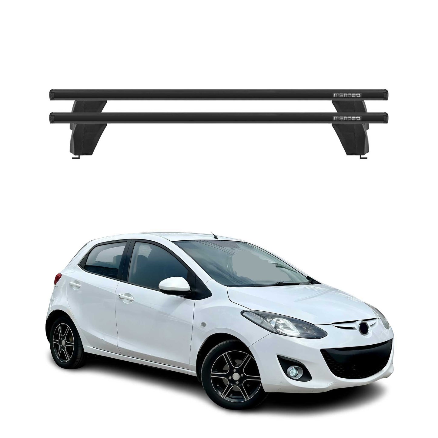 Menabo Dachträger Grundtäger für Mazda 2 2007-2014 75kg Aluminium Schwarz 2 tlg
