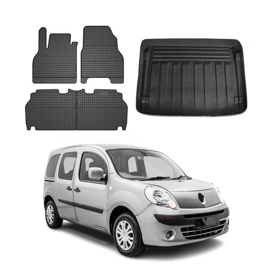 Fußmatten & Kofferraumwanne Set für Renault Kangoo Expression 2008-2010 Gummi 5x