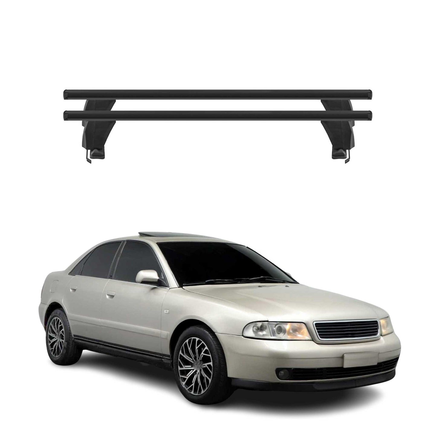Menabo Dachträger Grundtäger für Audi A4 B5 Limo 1995-2001 50kg Alu Schwarz 2x