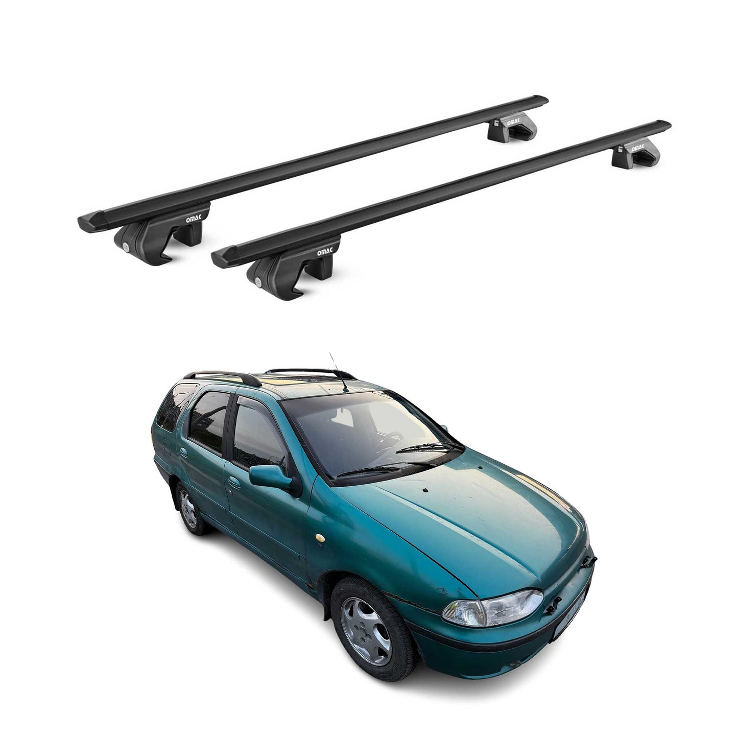 Portbagaj de plafon pentru Fiat Palio WeekEnd 1996-2007 90kg Alu Negru 2x ABE