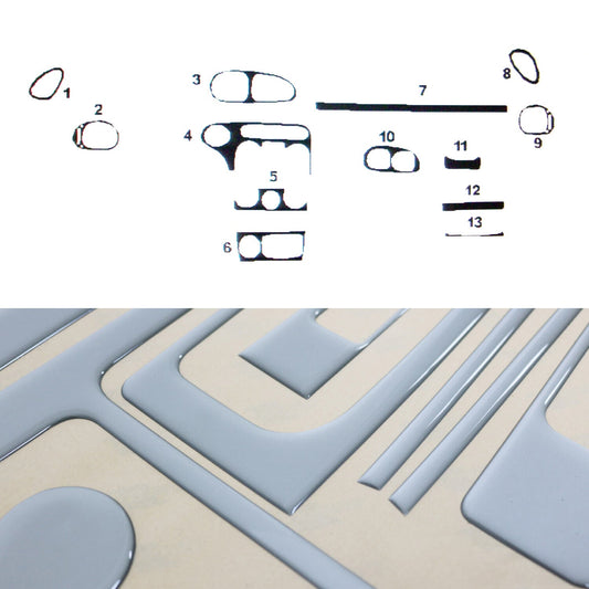 Ornamente interioare pentru cockpit pentru Hyundai Lantra 1995-2000, aspect aluminiu, 13 bucăți