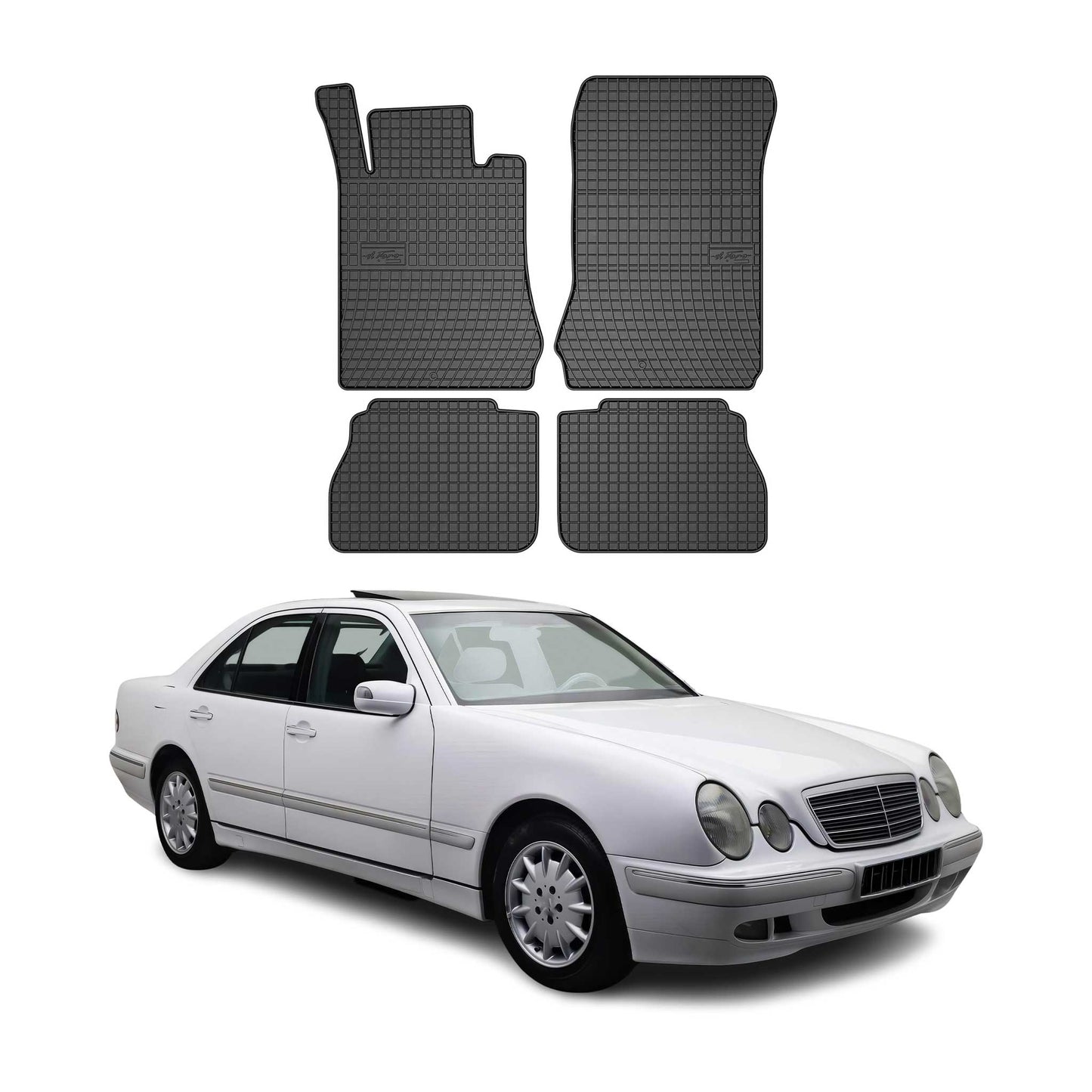 OMAC Gummi Fußmatten für Mercedes E Klasse W210 1995-2003 Automatten Schwarz 4x