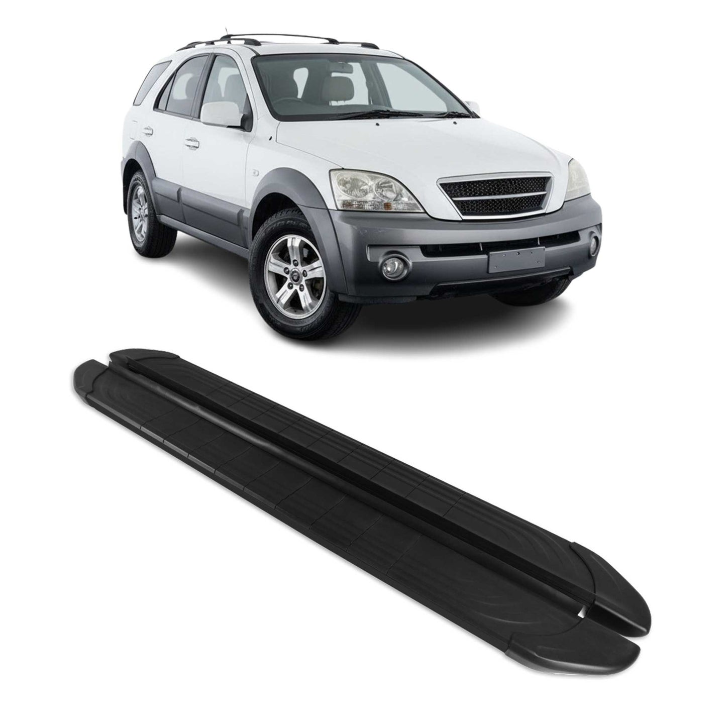 Trittbretter Seitenschweller für Kia Sorento 2002-2010 Aluminium Schwarz 2tlg