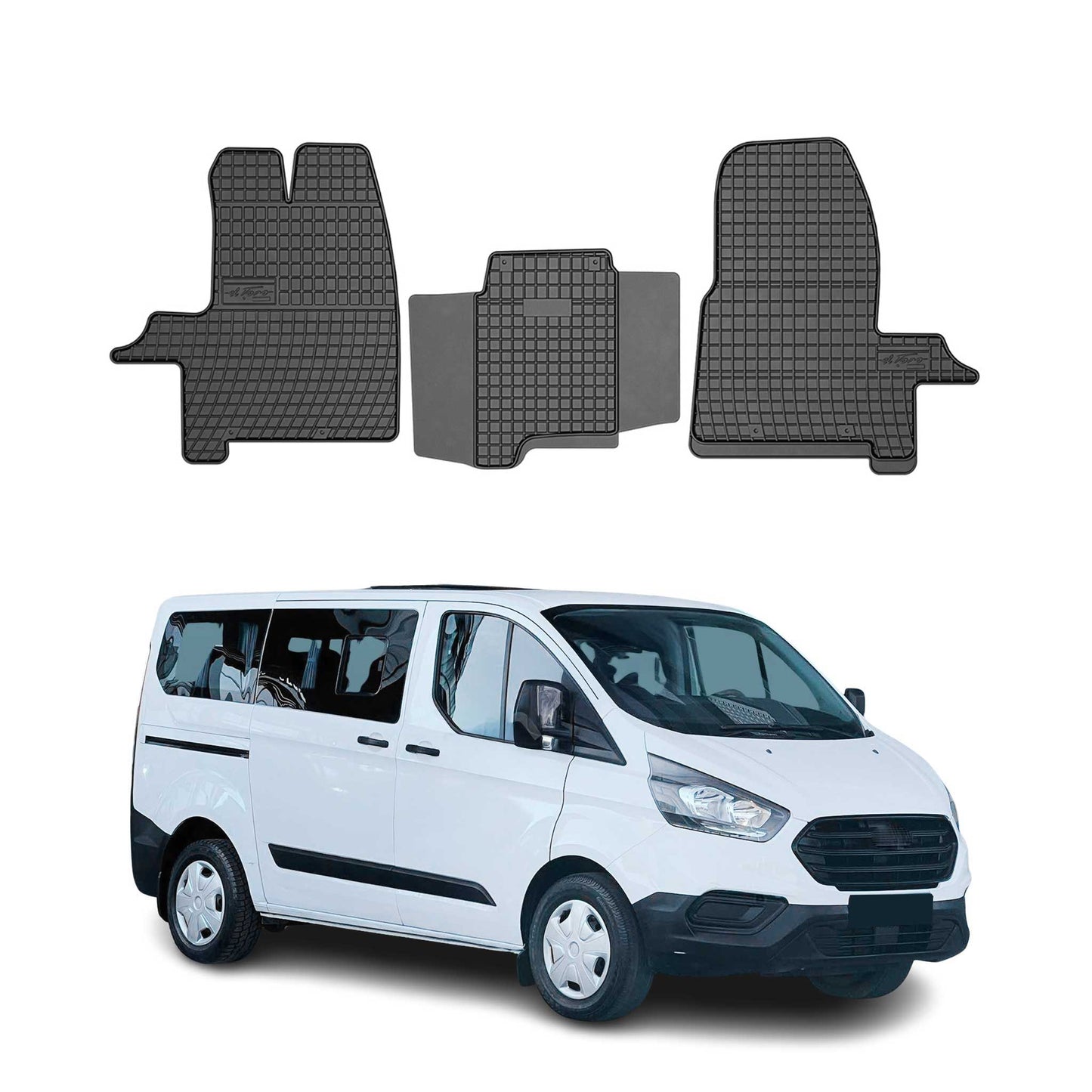 2012-2024 Ford Custom Fußmatten Gummi Schwarz 3 tlg