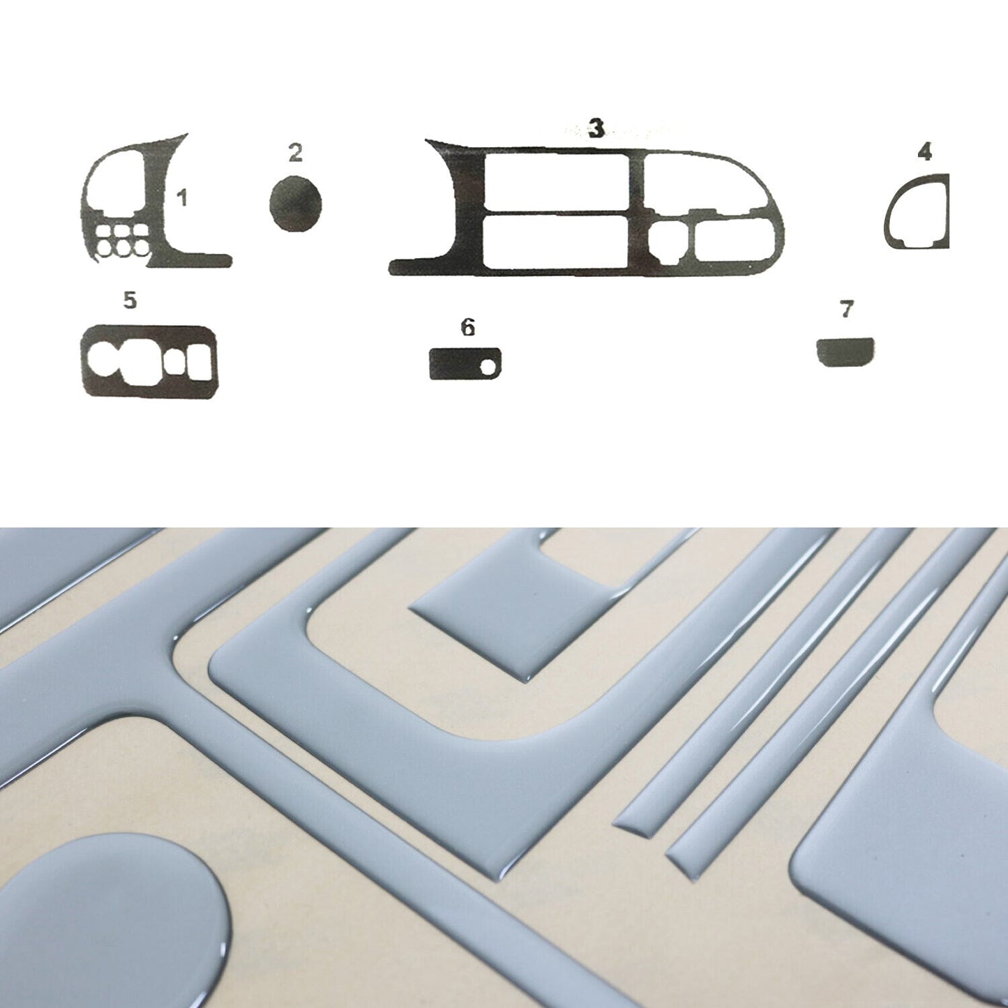 Ornamente interioare pentru Ford Transit 1997-2000, aspect aluminiu, 8 bucăți