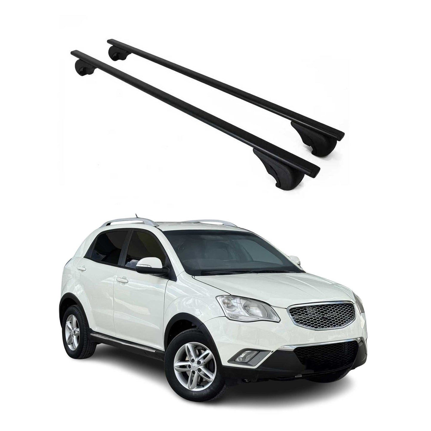 Suport portbagaj plafon pentru Ssangyong Korando 2010-2019, 75kg, metal, negru, 2 bucăți