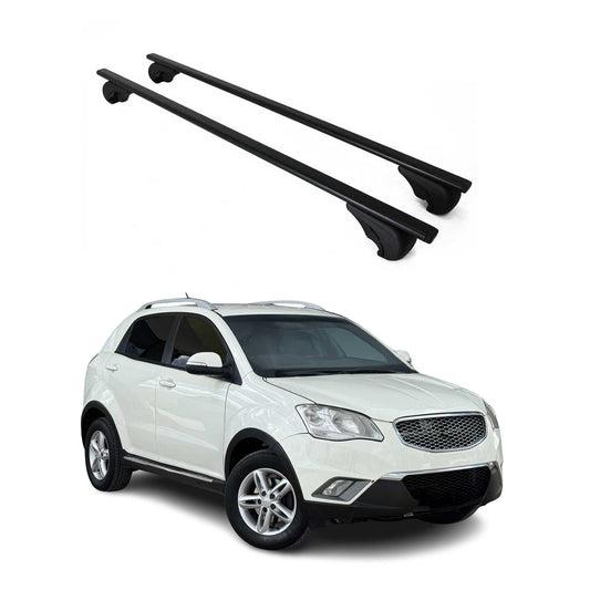 Suport portbagaj plafon pentru Ssangyong Korando 2010-2019, 75kg, metal, negru, 2 bucăți