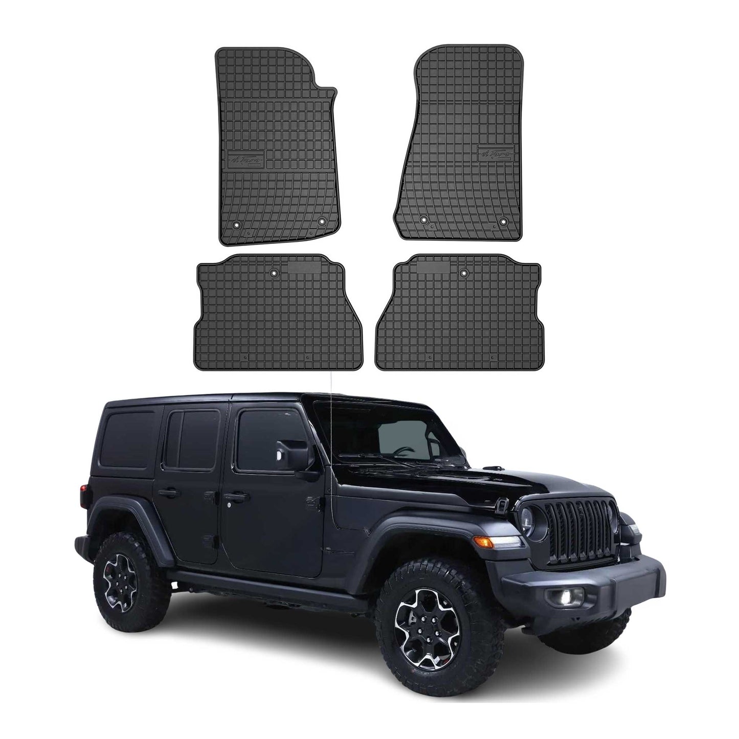 OMAC Gummi Fußmatten für Jeep Wrangler Rubicon 5D 2017-2025 Automatte Schwarz 4x