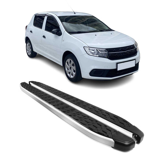 Praguri/praguri laterale din aluminiu pentru Dacia Sandero 2012-2020, negru/argintiu, set 2 piese