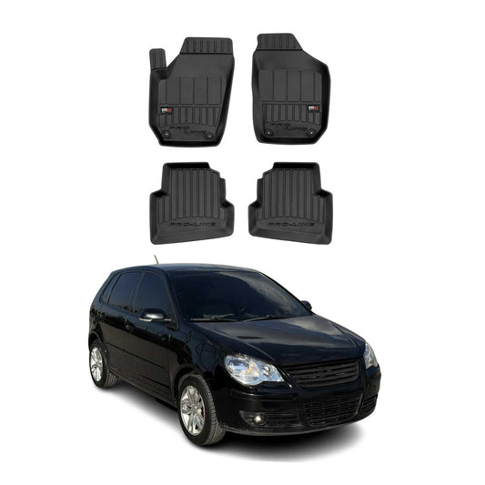 OMAC Gummi Fußmatten für VW Polo 2001-2009 Premium TPE 3D Automatten Schwarz 4x